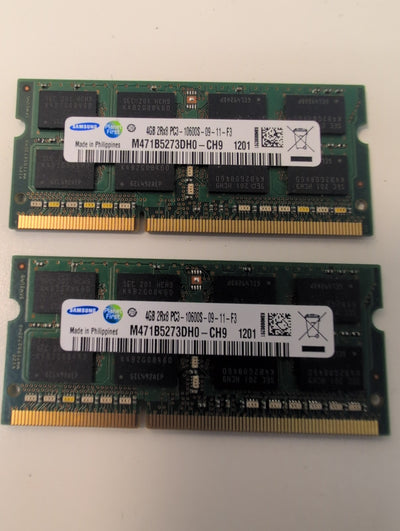 Samsung M471B5273DH0-CH9 4GB DDR3 PC3-10600S SO-DIMM Laptop RAM 2x4GB 8GB -