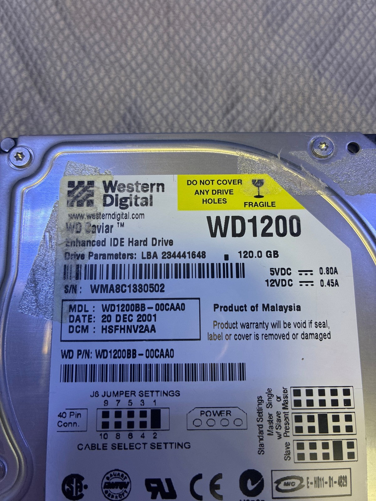 🔥 Western Digital WD Caviar WD1200BB-00CAA0 120GB IDE 3.5in Hard Drive