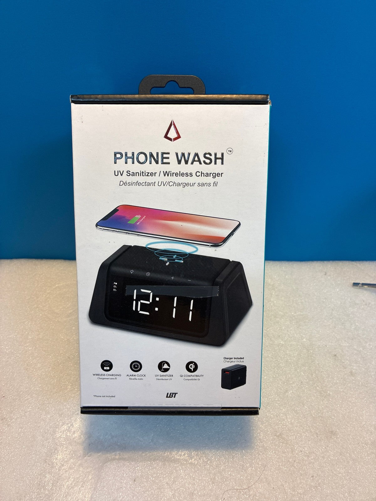 🔥 LBT Phone Wash UV Sanitizer Qi Wireless Charger Alarm Clock Black