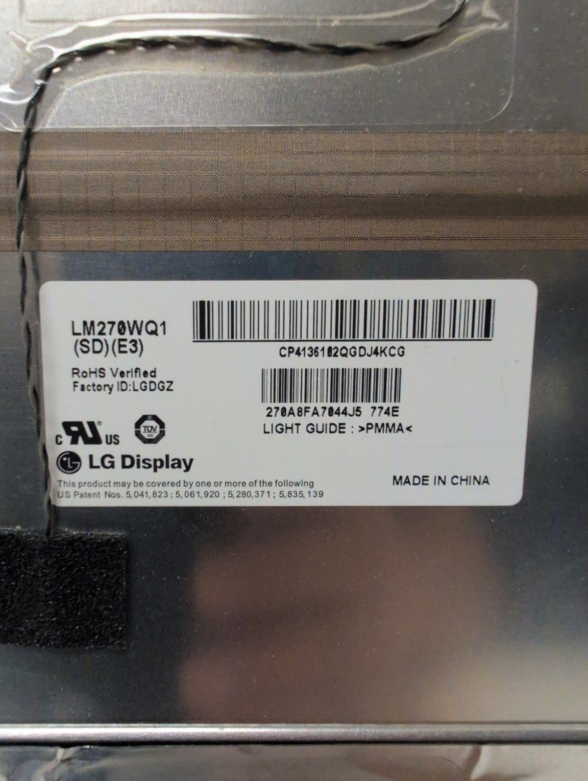 🎸 LG Display LM270WQ1(SD)(E3) 27in LCD Panel Screen for iMAC A1312 Tested