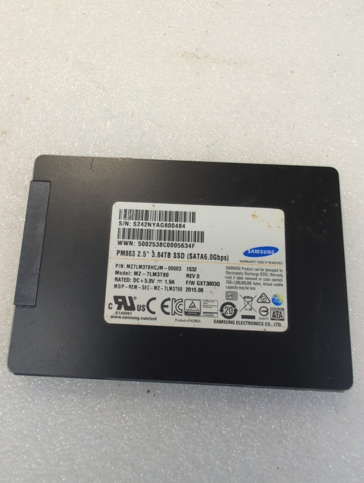 🎸 Samsung PM863 MZ-7LM3T80 3.84TB 2.5" SATA 6.0Gbps Enterprise Server SSD