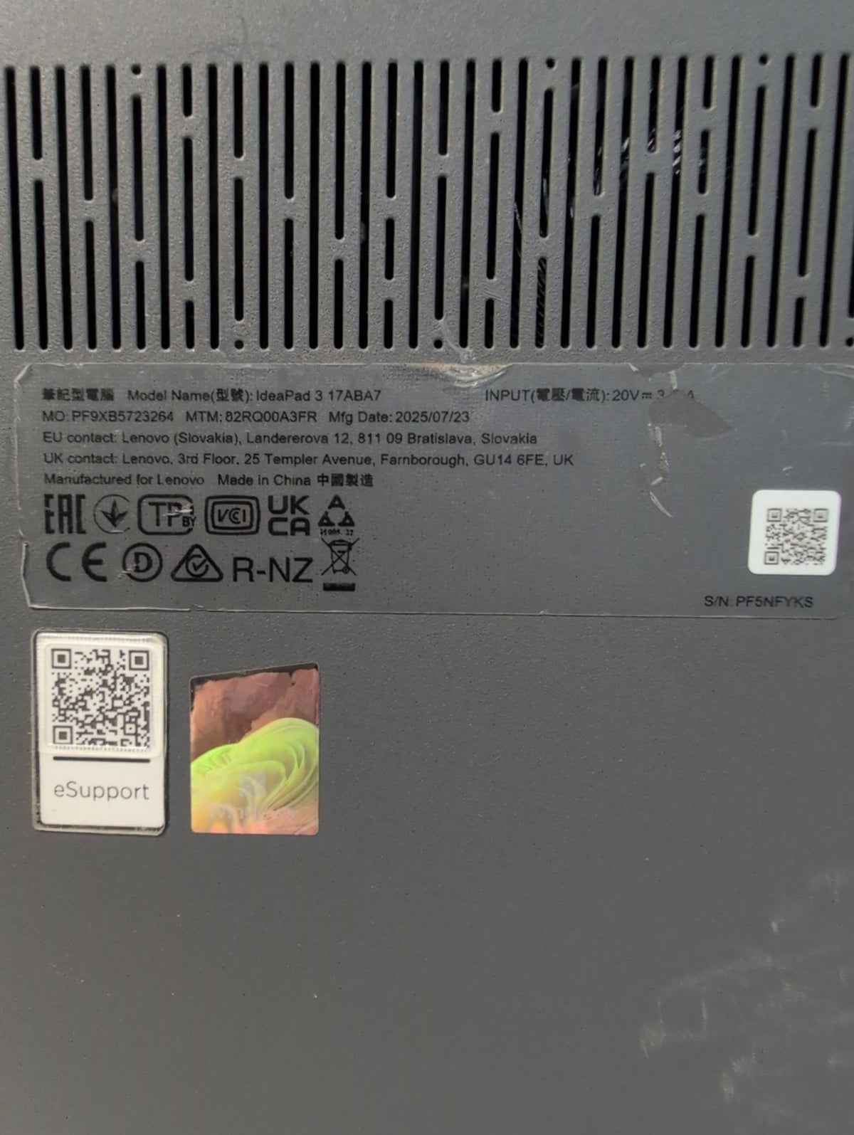🎸 (LAPTOP PARTS) Lenovo IdeaPad 3 17ABA7 AMD RYZEN 7 CPU (NO RAM/SSD/WIFI/AC)