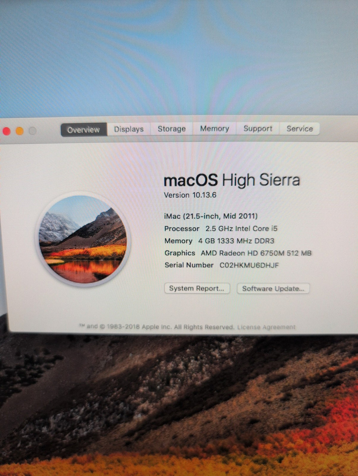 🎸 Apple iMac A1311 21.5-inch Mid 2011 Intel Core i5 2.5GHz 4GB 500GB HDD 10.13