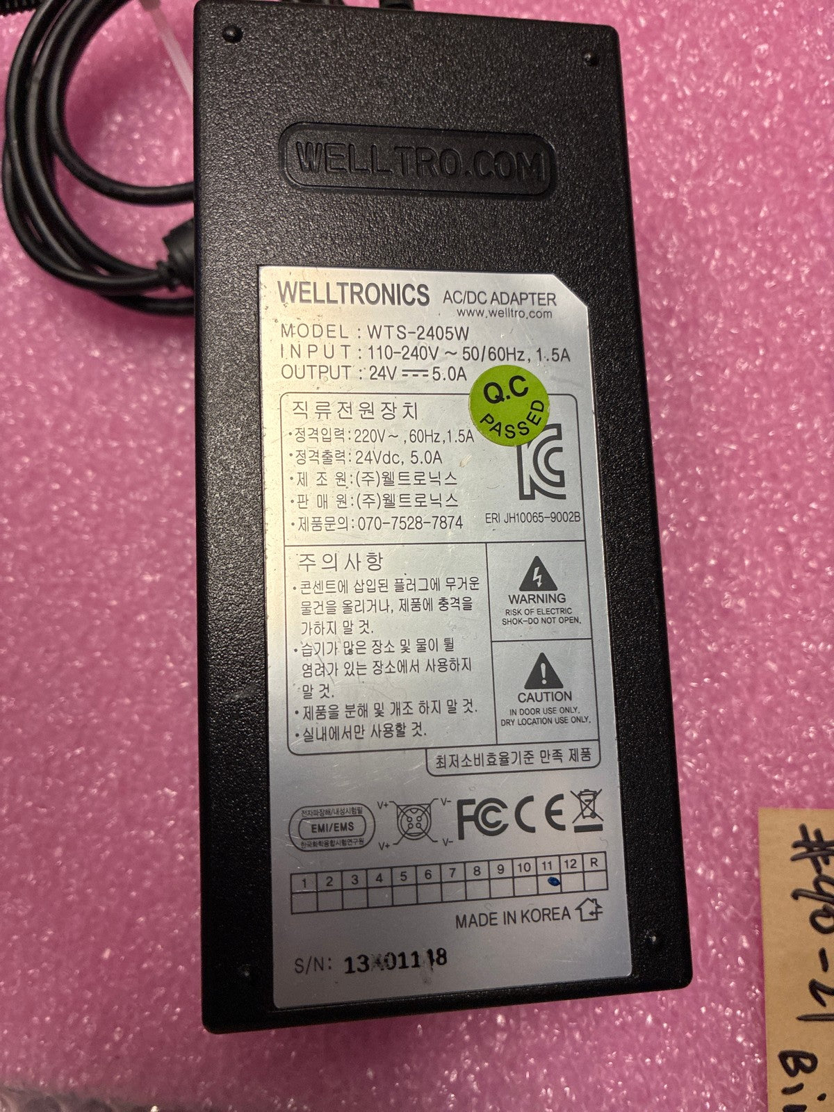 🔥 Welltronics WTS-2405W AC/DC Adapter 24V 5.0A 120W IEC C14 to 4-Pin DIN