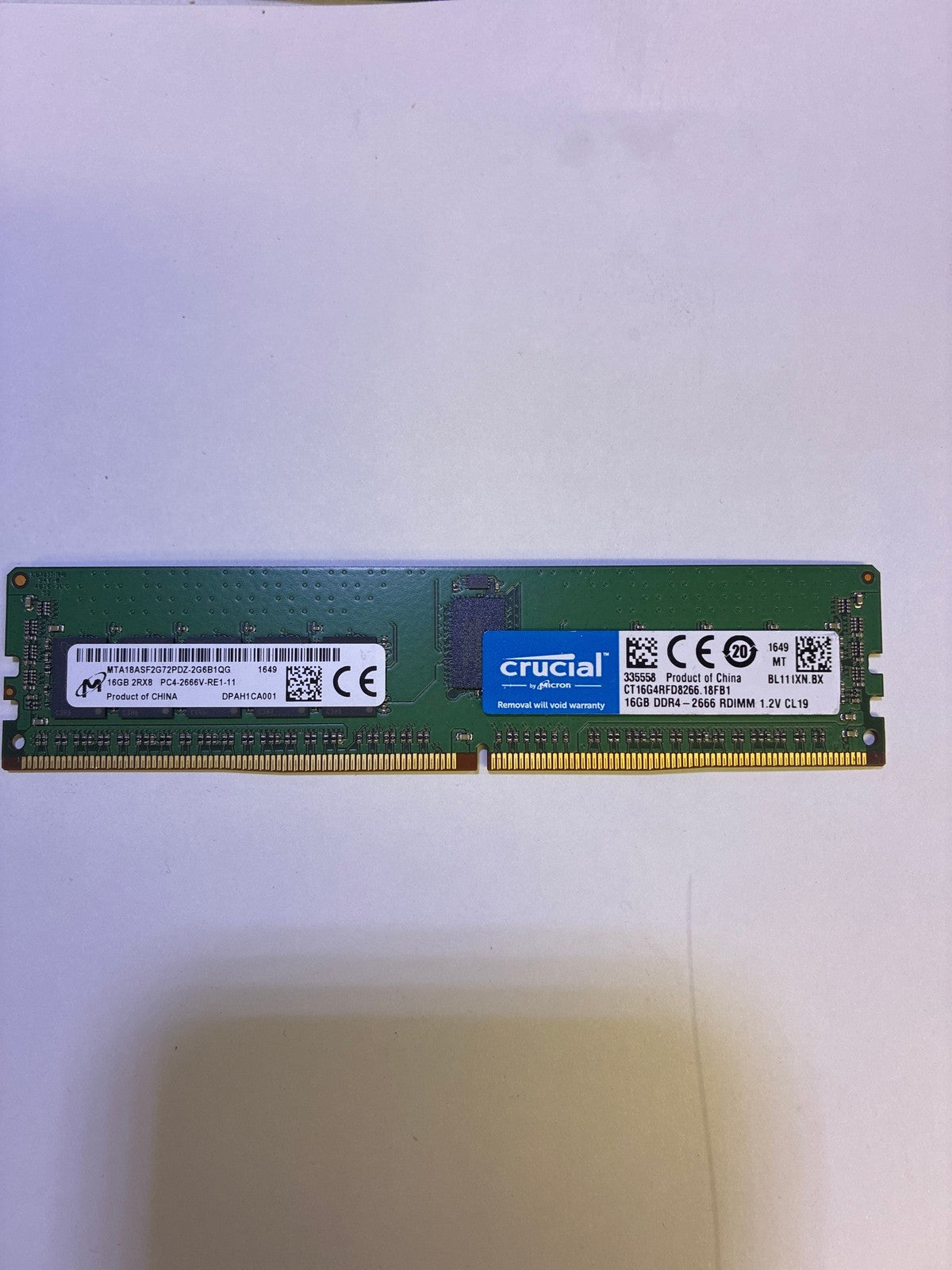 🔥 Crucial 16GB DDR4-2666 RDIMM ECC Registered Server Memory CT16G4RFD8266