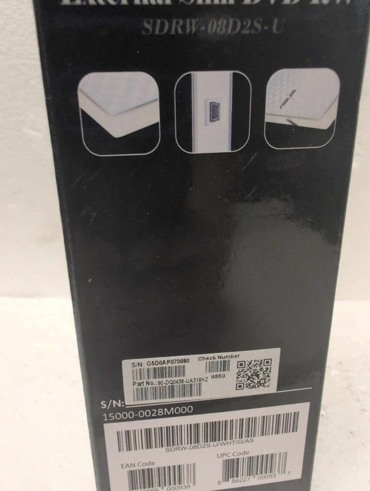 🎸 ASUS SDRW-08D2S-U External Slim DVD-RW Drive 8X USB White Sealed New