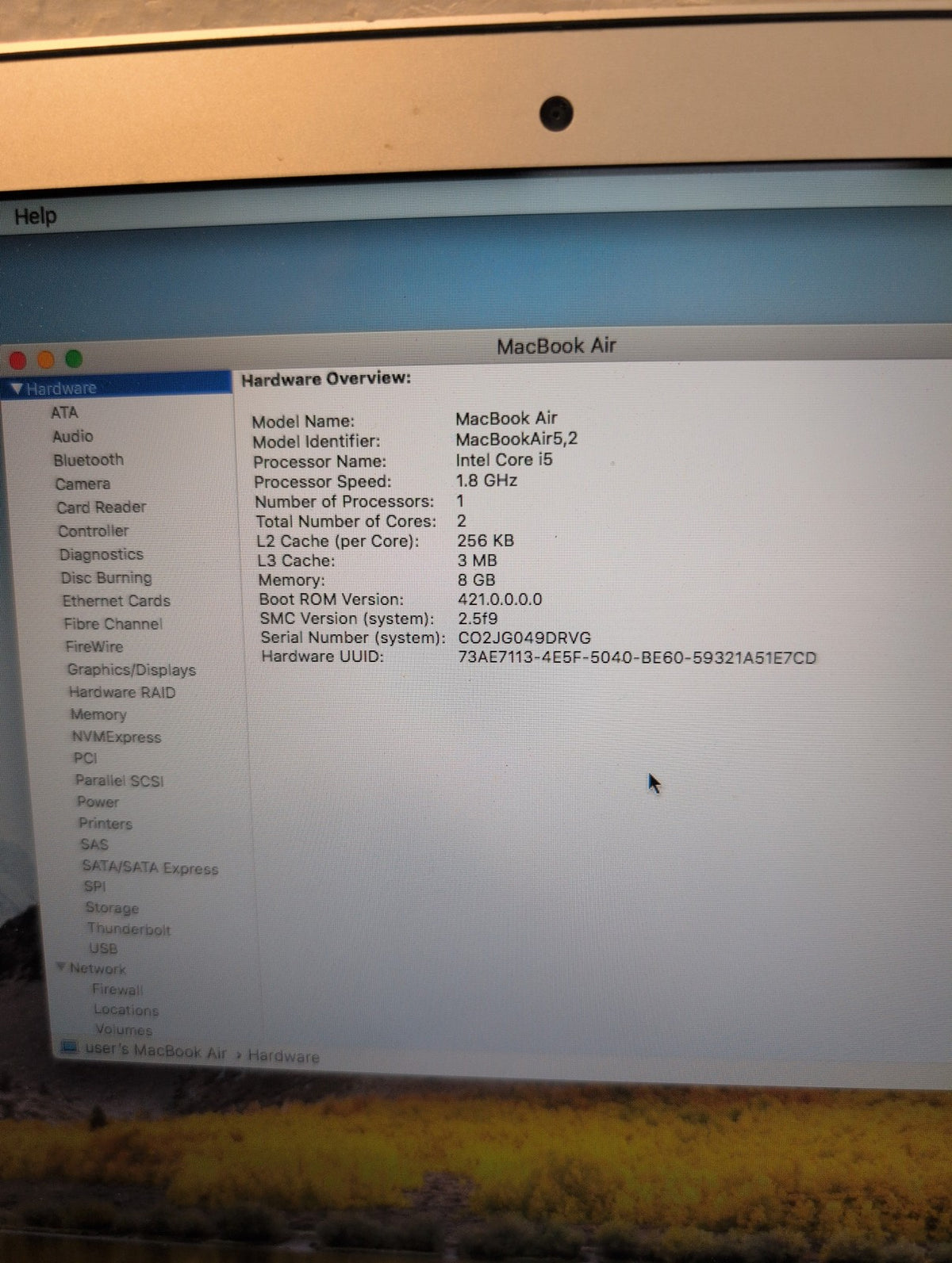 🎸 Apple MacBook Air 13-inch A1466 Mid 2012 Core i5 1.8GHz 8GB 256GB SSD (NO AC)