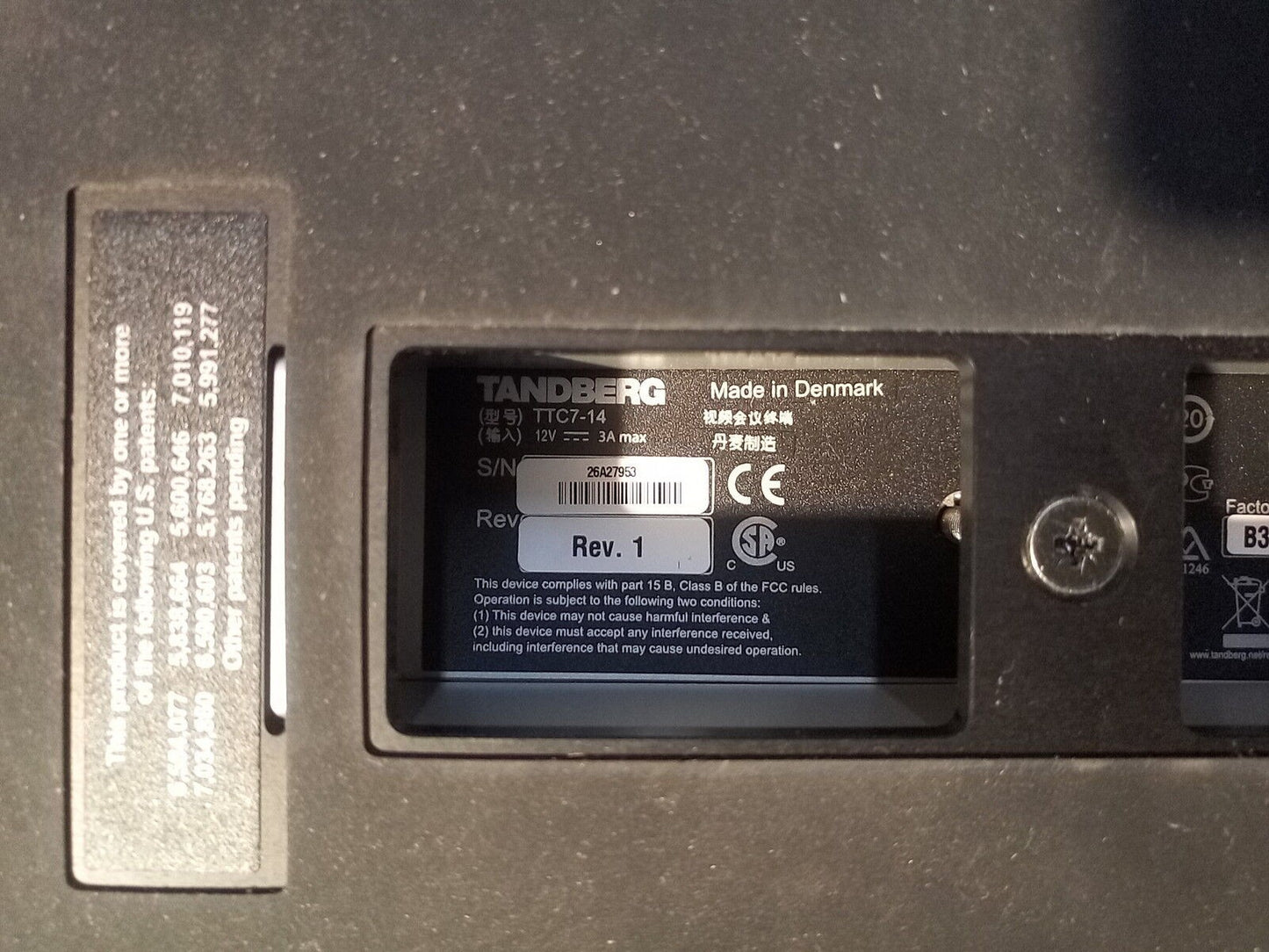 - Cisco Tandberg TTC7-14 Video Conferencing System Codec Controller W/ AC &CABLE