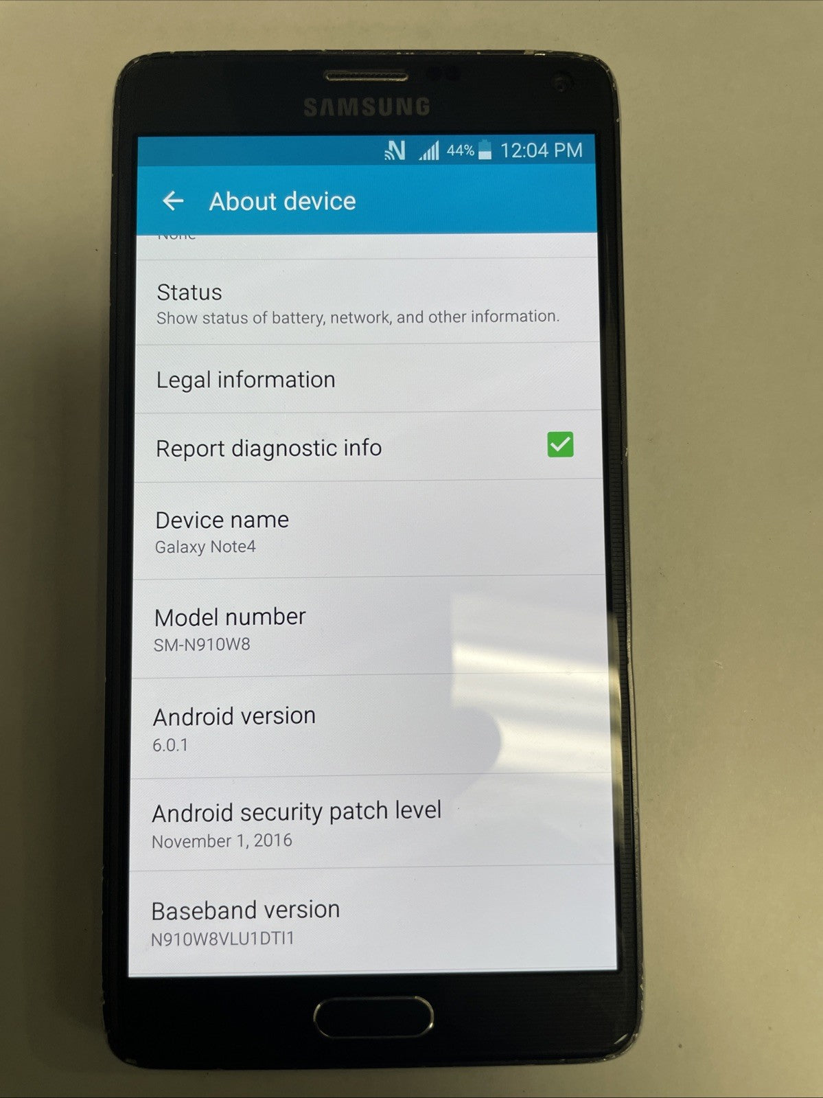 ( carrier: Telus ) Galaxy  note 4 32G   SM-N910W8 SmartPhone Tested