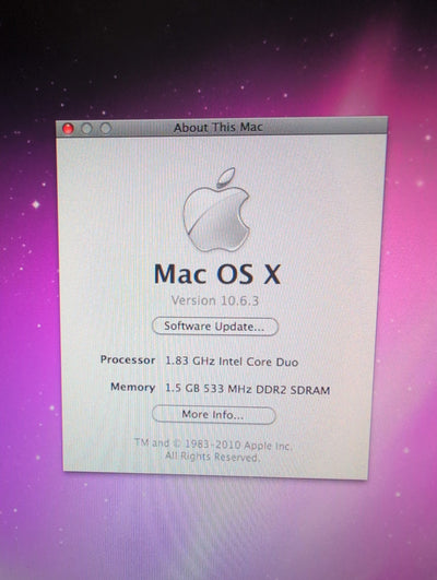 🎸 Apple iMac 17-inch A1173 Core Duo 1.83GHz 1.5GB RAM 160GB HDD OS 10.6
