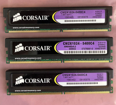 (3x 1GB) Corsair XMS PC2-6400 DDR2-800 Computer Memory RAM CM2X1024 -5400C4 ~