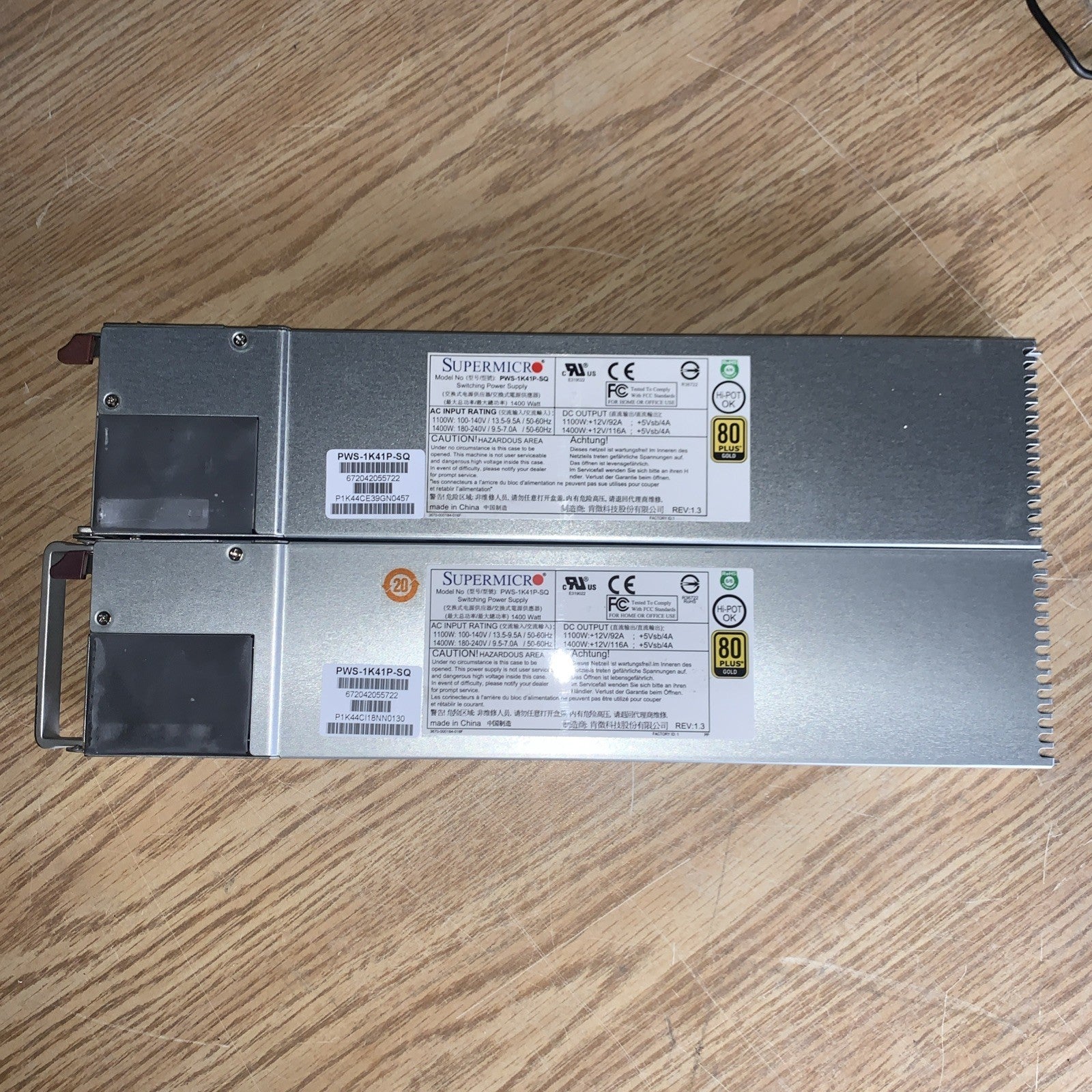 （1x)  SuperMicro PWS-1K41P-SQ  1400W server redundant power supply