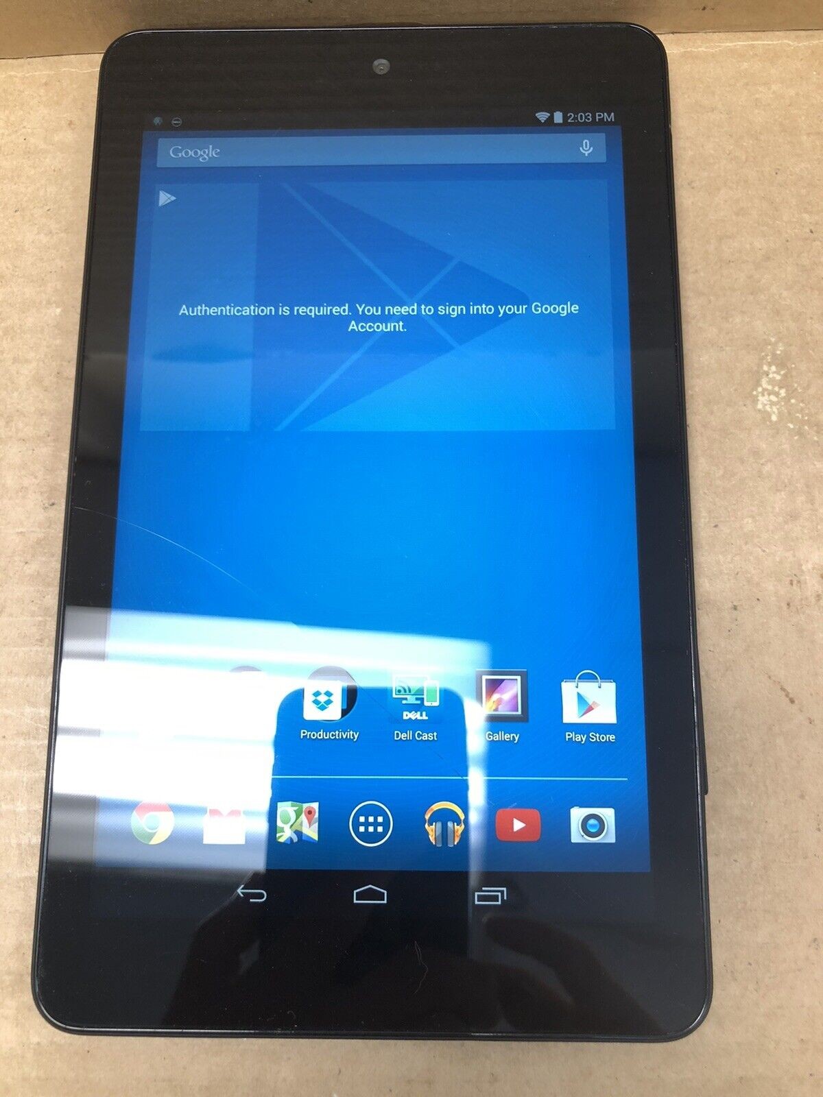 $ Dell Venue 8 3840 16GB, Wi-Fi, 8in - Black -touch screen cracked