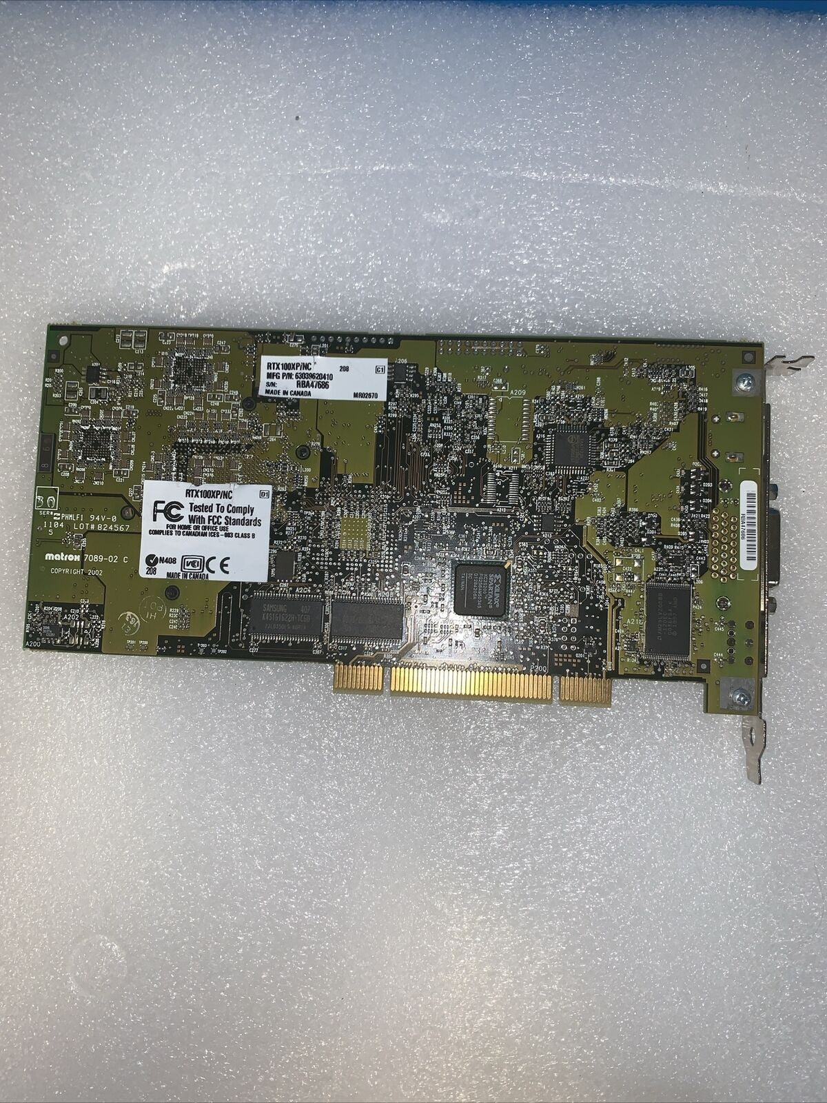 MATROX 7089-02 RTX100XP/NC PCI  CARD  TESTED