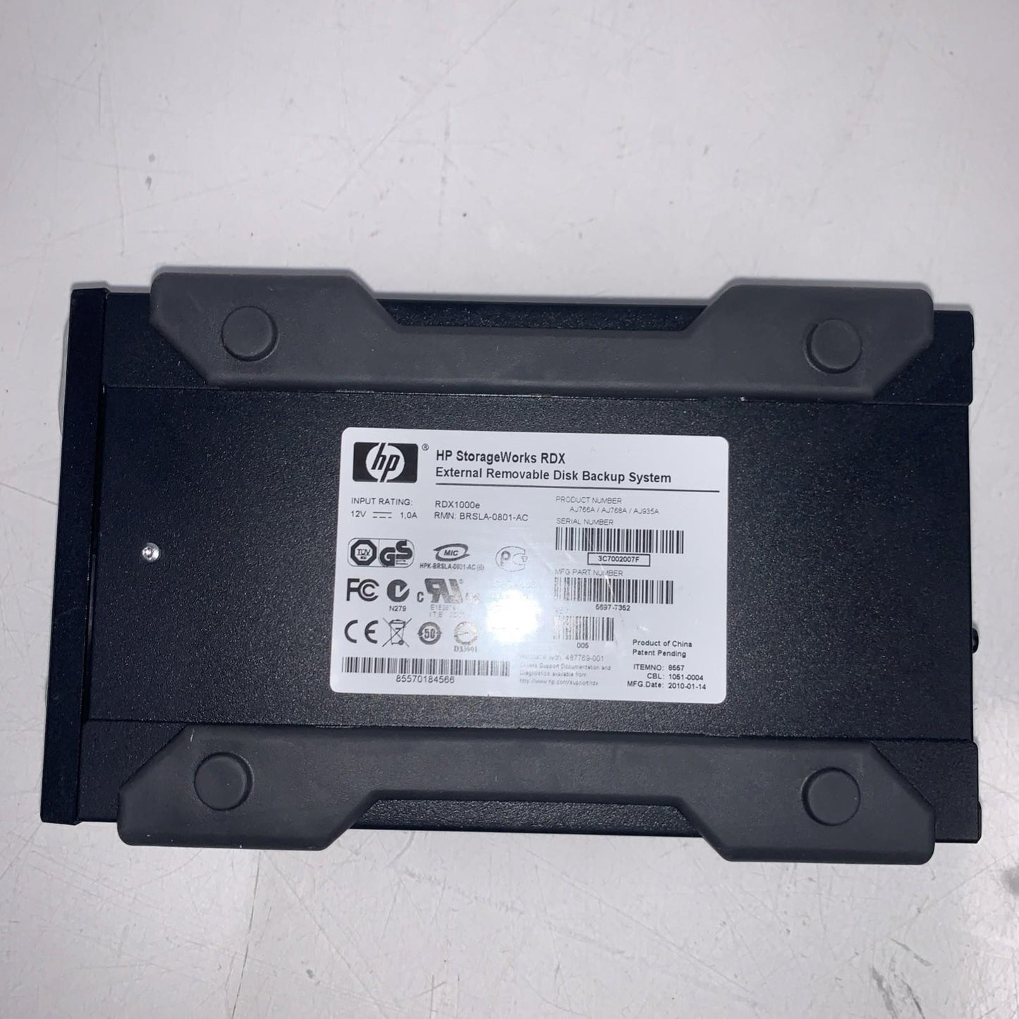 Hewlett Packard Enterprise HPE RDX 1000e External Removable Disk Backup drive