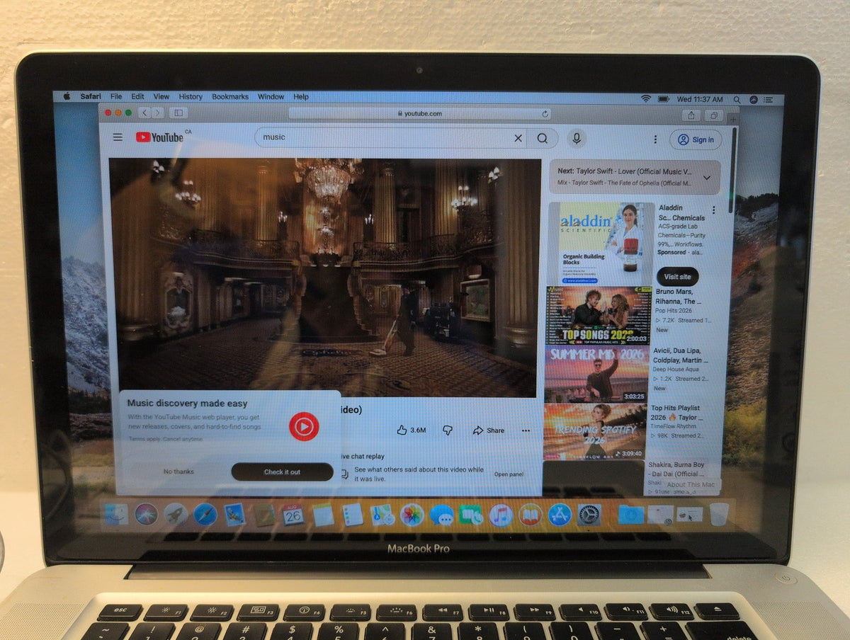 🎸 Apple MacBook Pro 15-inch A1286 2011 Intel i7-2.0GHz 8GB 250GB SSD 10.13