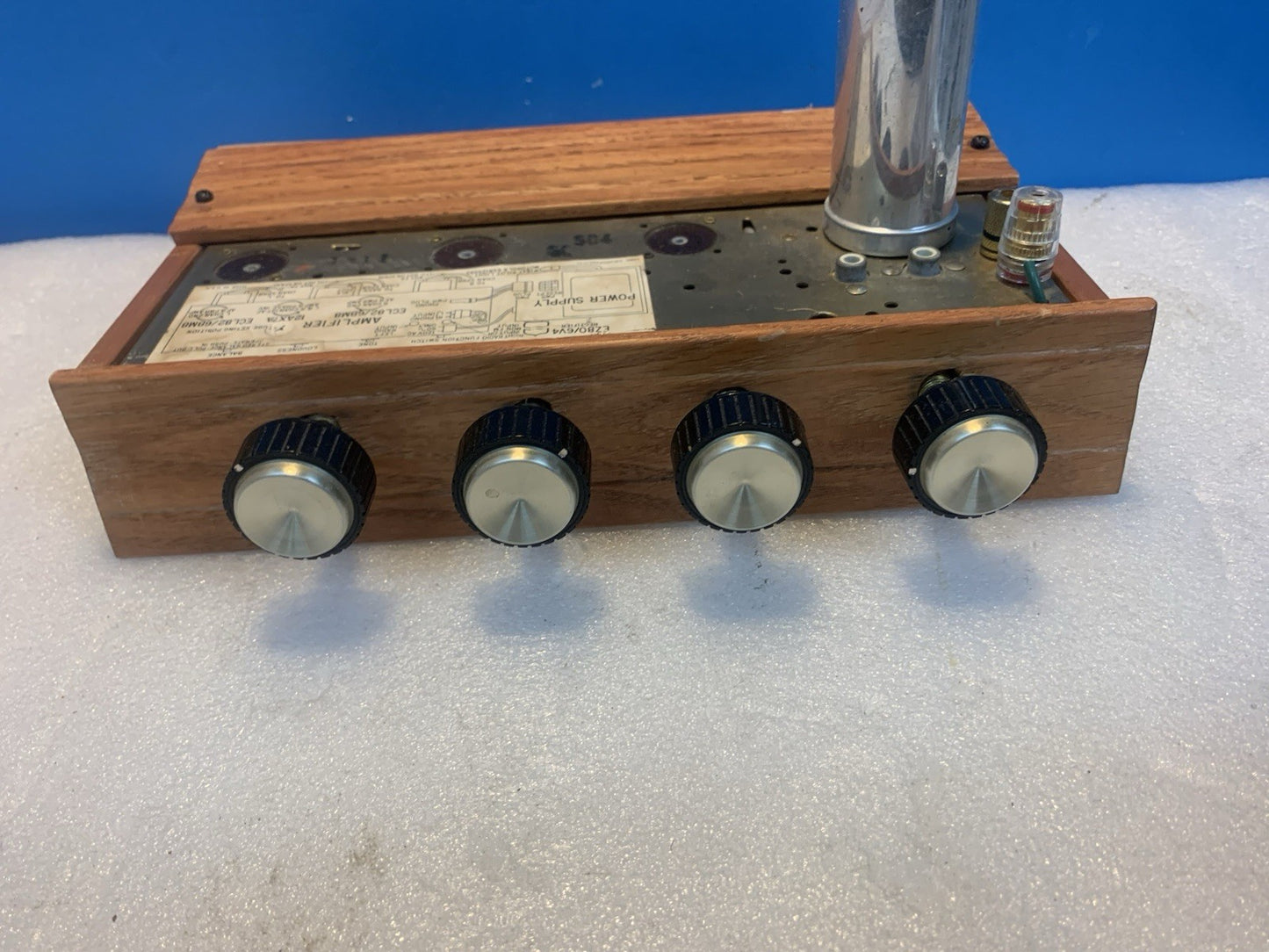 🔥 Vintage Tube Amplifier Chassis ECL82 6BM8 12AX7 Wood Case Untested
