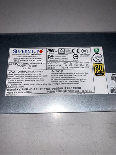 🔥 SuperMicro PWS-351-1H 350W Server Power Supply Unit