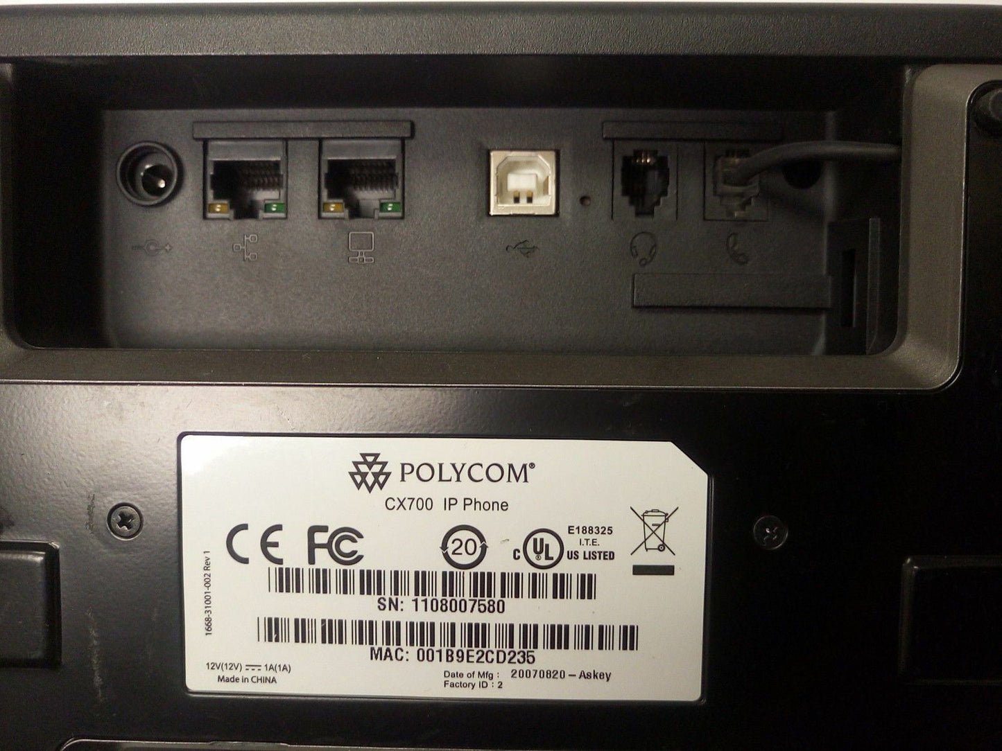 - LOT OF 2  Polycom CX700 IP VoIP Telephone  W/AC Power 
