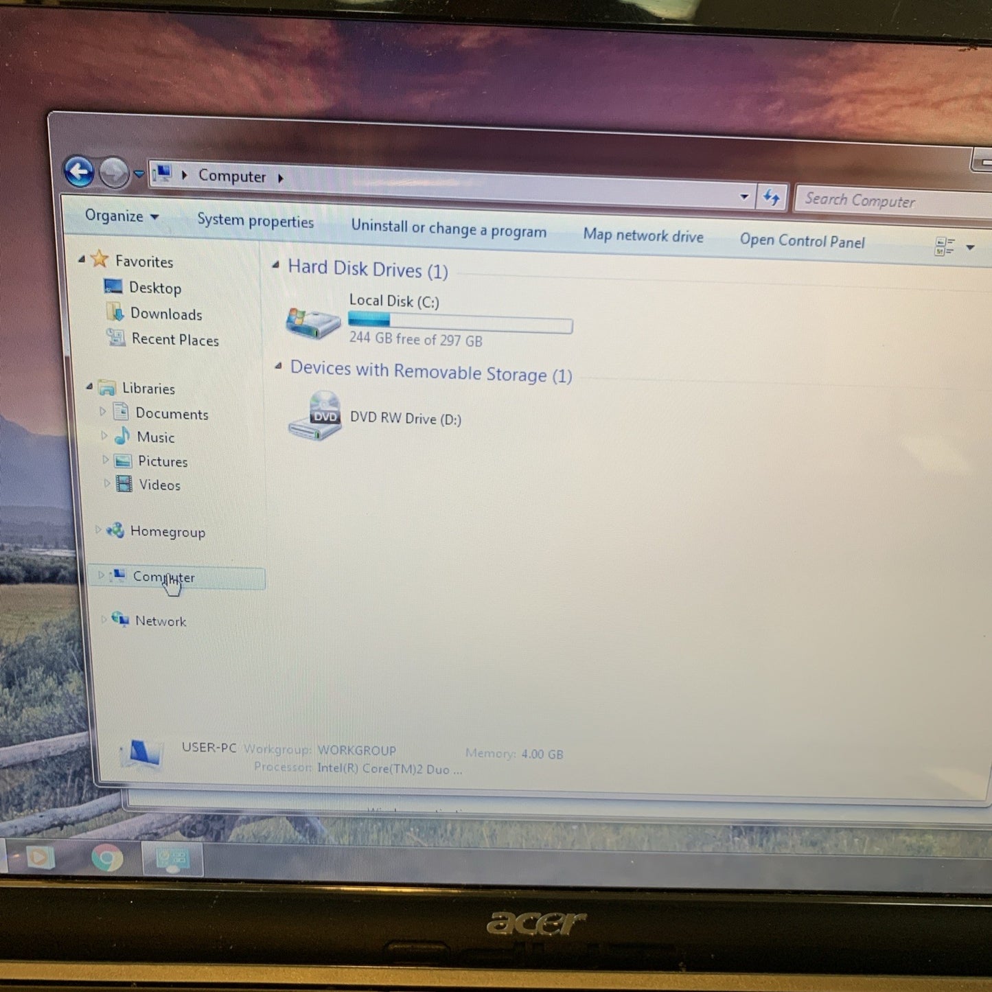 🔥 Acer Aspire 6930 16"  Laptop Dual Core 4Gb 320GB Hdmi Win 7 Home -Read