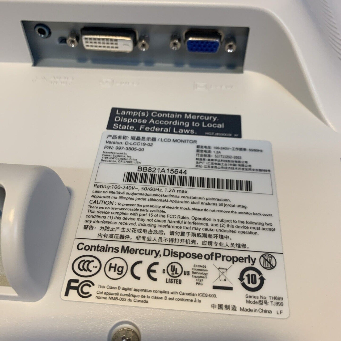 GE Datex-Ohmeda D-LCC19-02 997-3505-00 FLAT SCREEN MONITOR