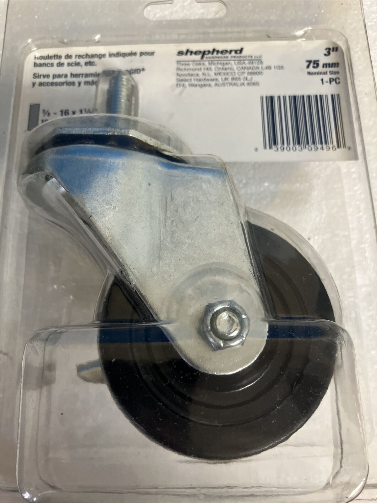 4x Shepherd Hardware Soft Rubber Swivel Caster 3" Inch 150 LB Capacity 9496 ~