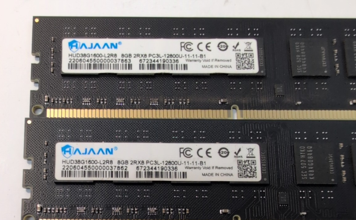 HaJAAN 16GB Kit (2X8GB) HUD38G1600-L2R8 2RX8 PC3L-12800U Desktop Memory RAM -
