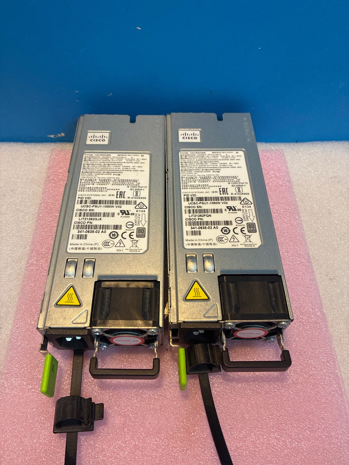 2x 🔥 Cisco UCSC-PSU1-1050W V02 1050W AC Server Power Supply 341-0638-0  -02