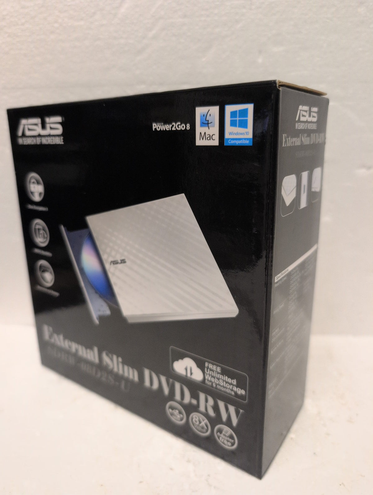 🎸 ASUS SDRW-08D2S-U External Slim DVD-RW Drive 8X USB White Sealed New