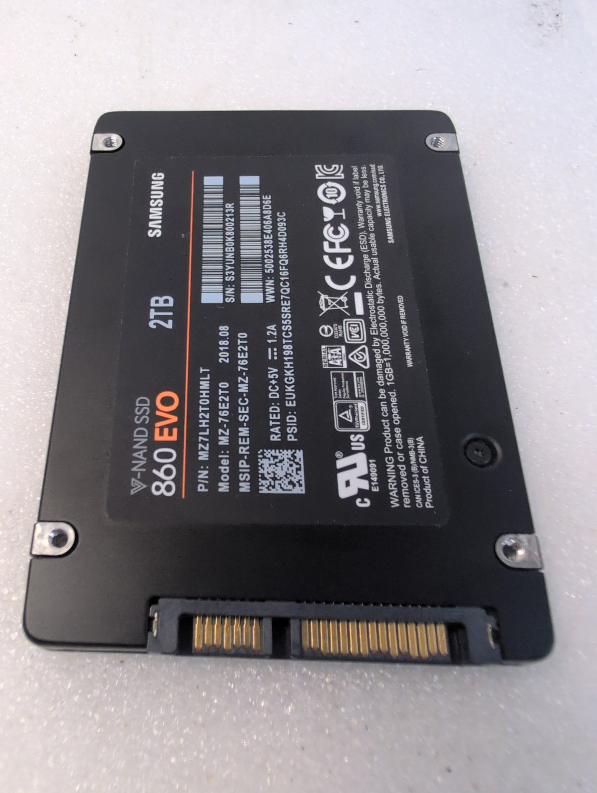 🎸 Samsung 860 EVO 2TB 2.5" SATA III Internal SSD MZ-76E2T0 100% Health