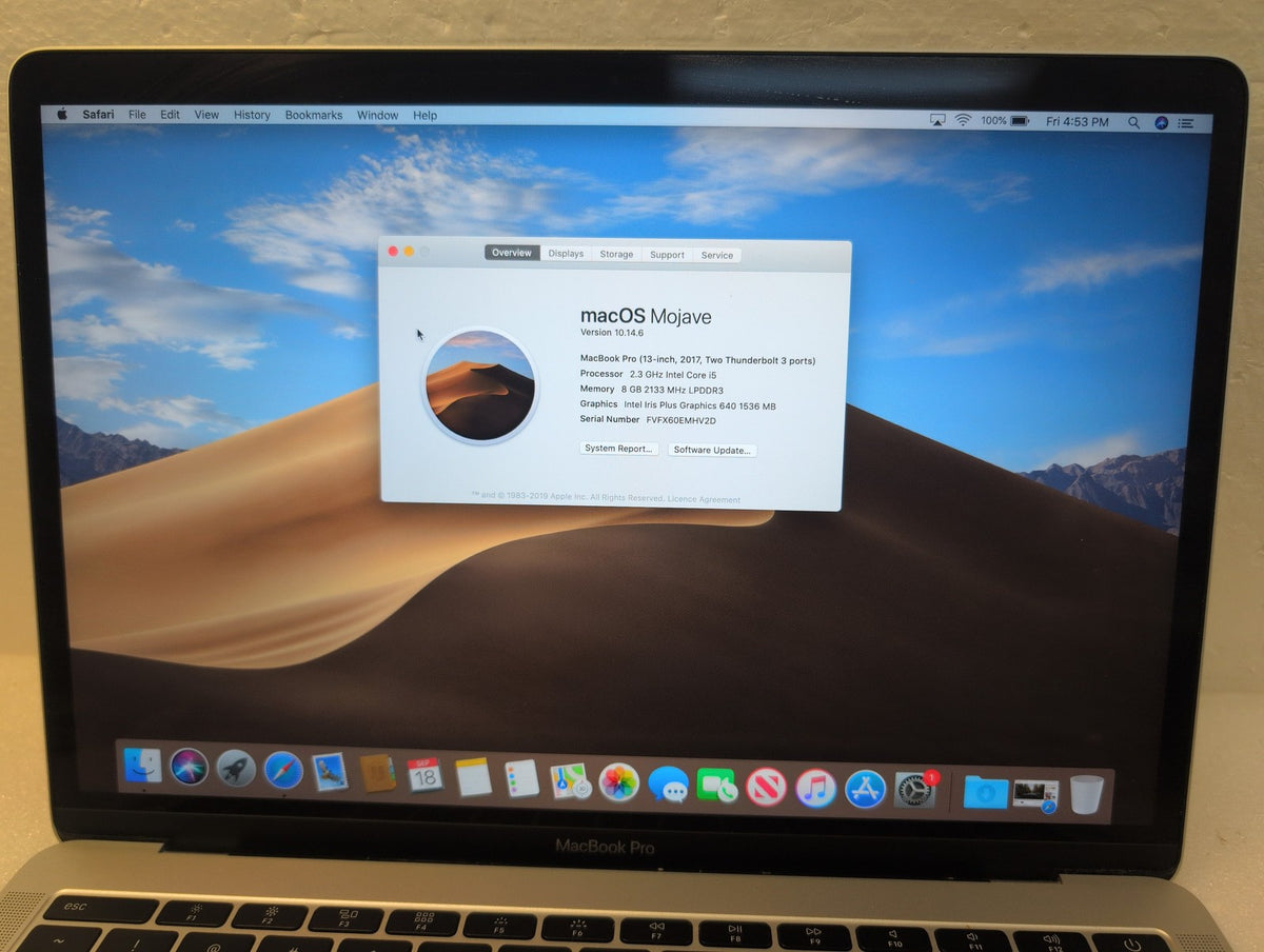 🎸 Apple MacBook Pro 13" 2017 A1708 2.3GHz i5 8GB RAM 256GB SSD (NO AC, READ)