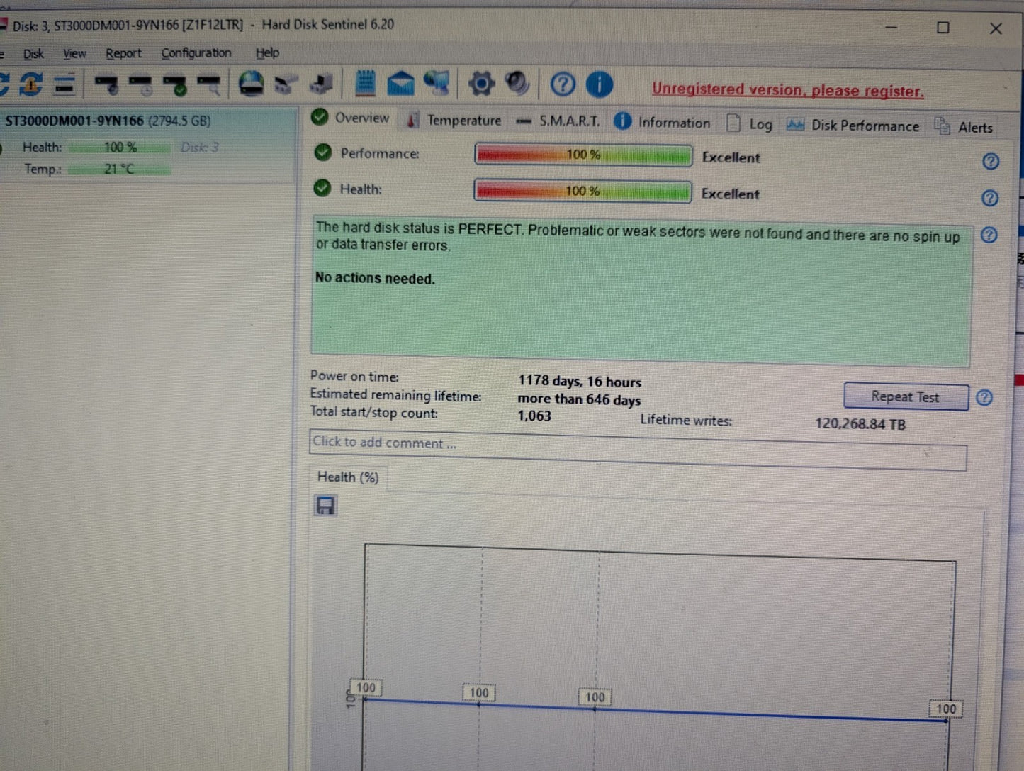 Seagate Barracuda 7.2K 3.5'' SATA 3TB  HDD ST3000DM001  (100% Health) -