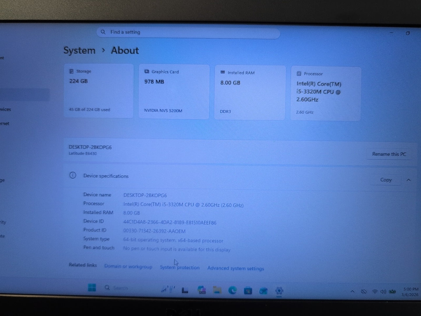 🔥 (GRADE A) DELL LATITUDE E6430 14" Laptop i5-3320M/ 8GB Ram/240GB SSD/win11 -