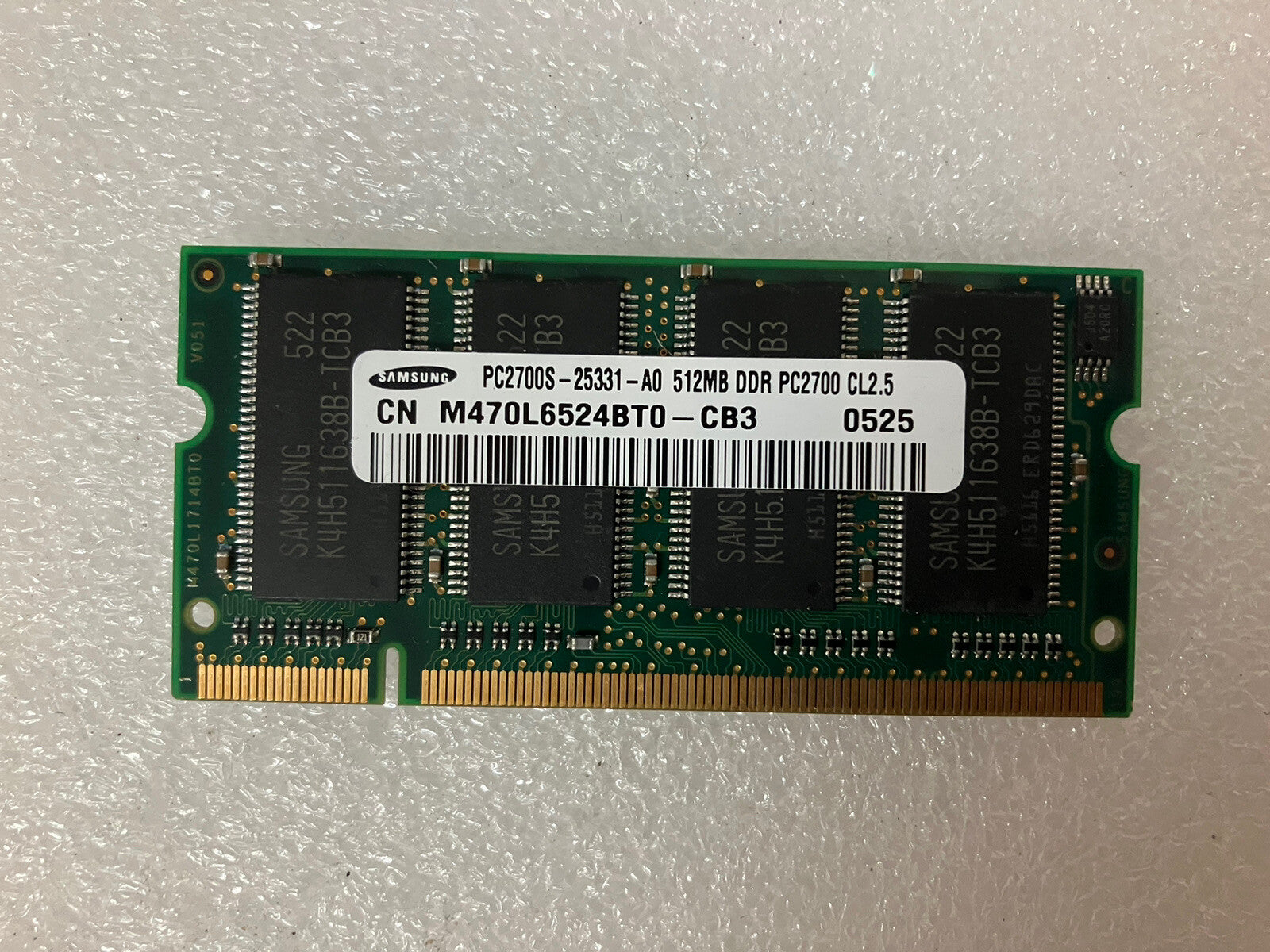 ~ SAMSUNG 512MB DDR-333 PC-2700S M470L6524BT0-CB3 LAPTOP SO-DIMM DDR1 RAM