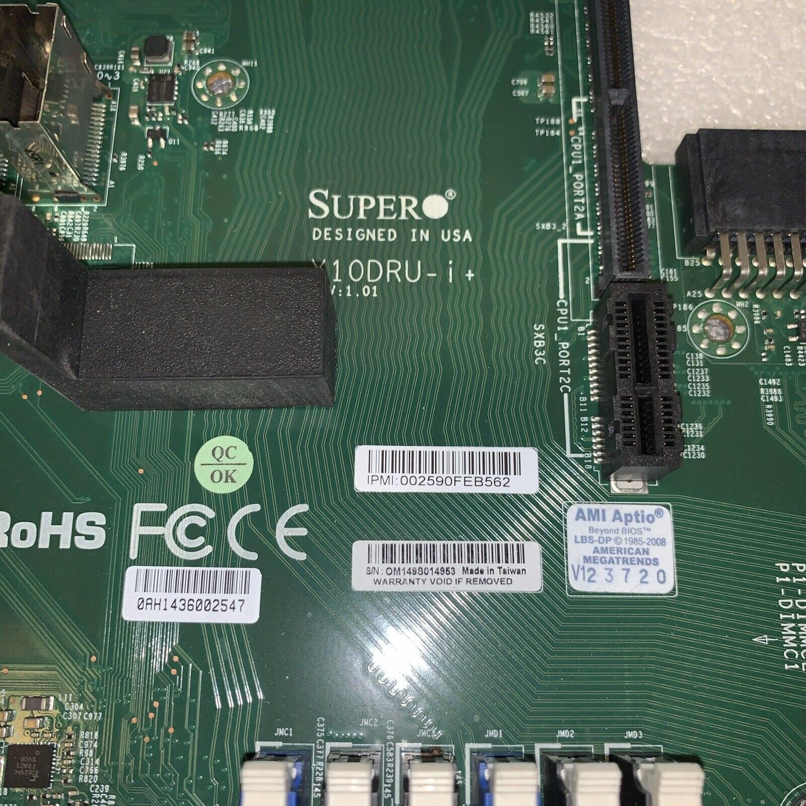 SUPERMICRO X10DRU-I+ MOTHERBOARD BOARD DUAL SOCKET 2011-V3/V4    (2x E5-2609 V3)