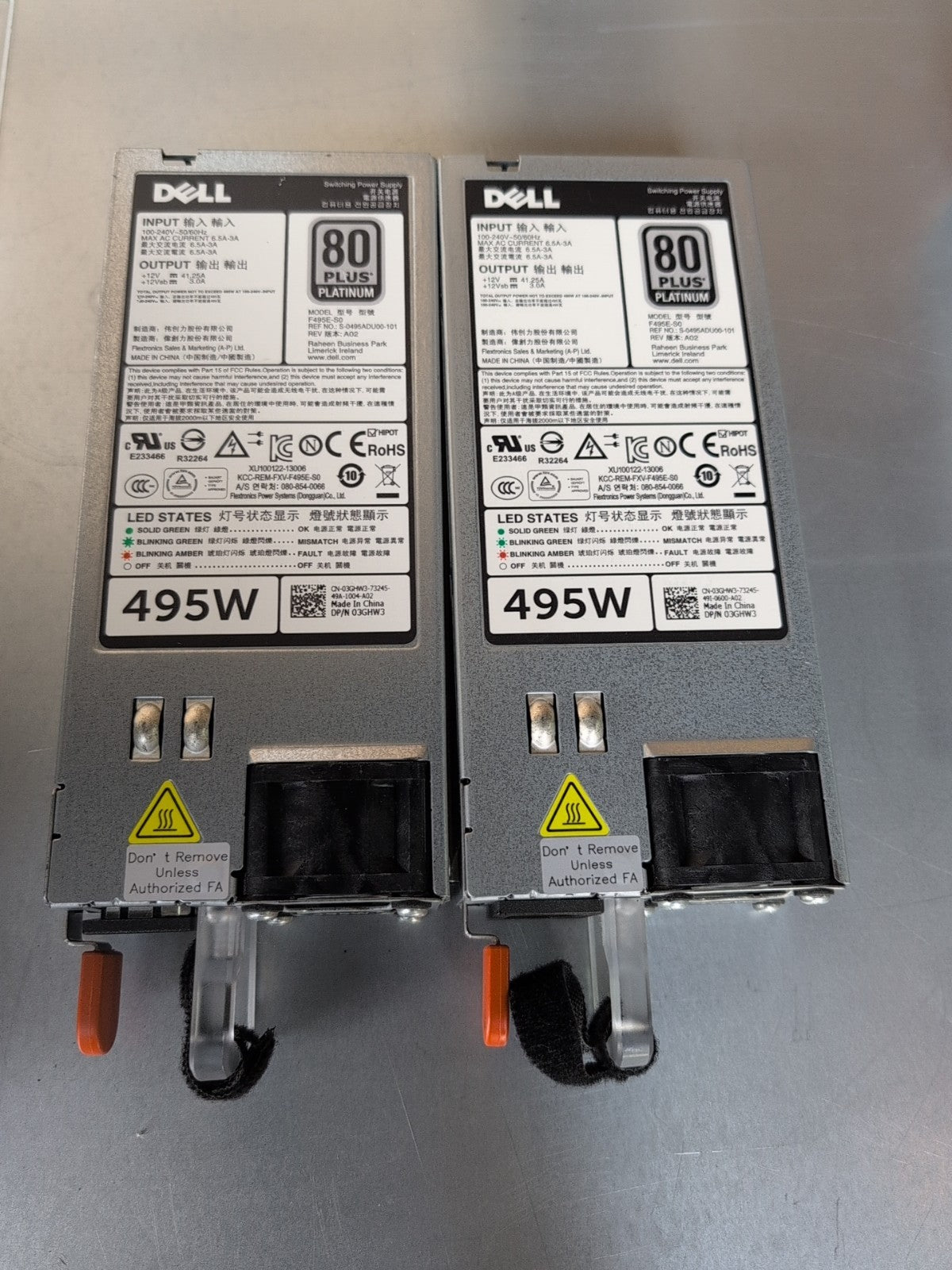 🔥 2x Dell 3GHW3 for PowerEdge R420 R620 R720 495W Switching Power Supply -