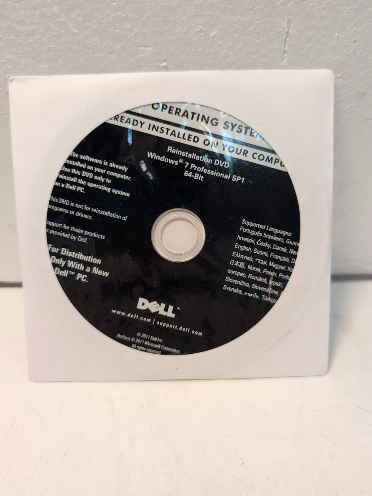 🔥 DELL MS Windows 7 Professional  SP1 64-bit English Disk DVD (No Key) -