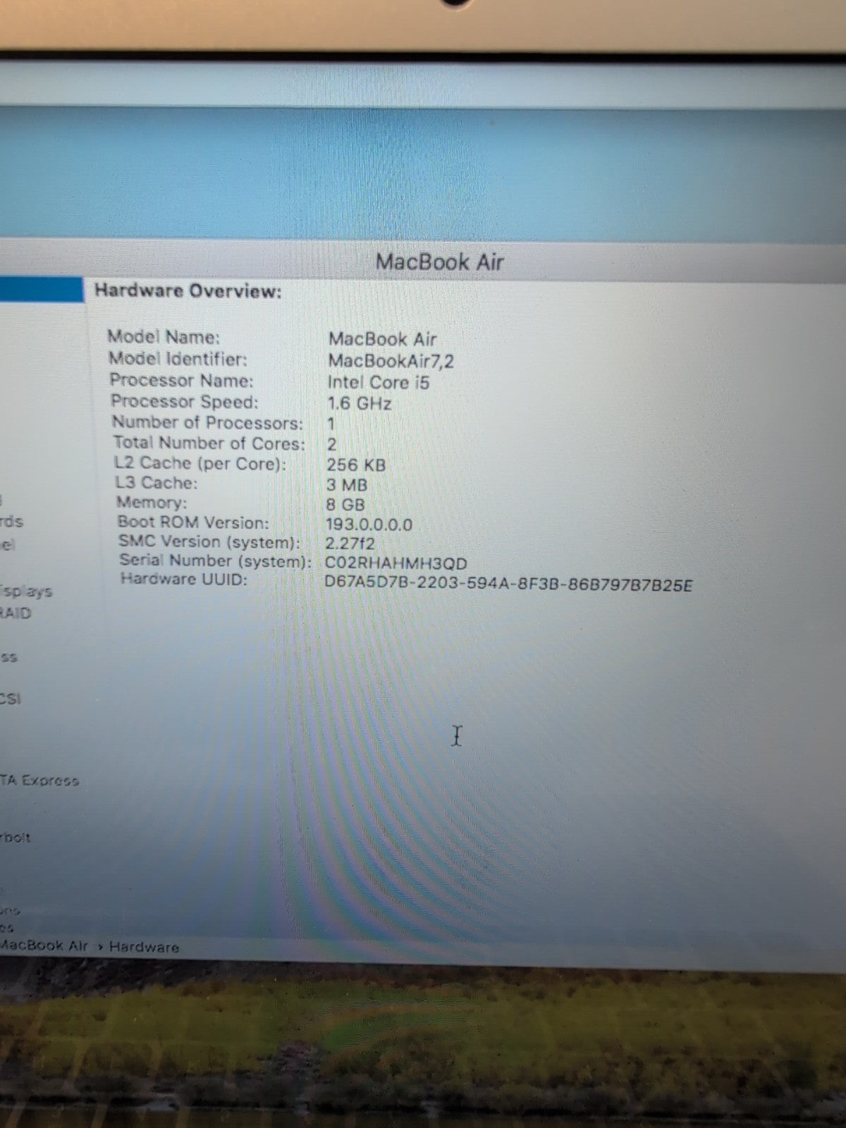 🔥 NICE Apple MacBook Air 2015 A1466 13.3" Intel i5-1.6GHz/8GB/128GB SSD/10. 13-