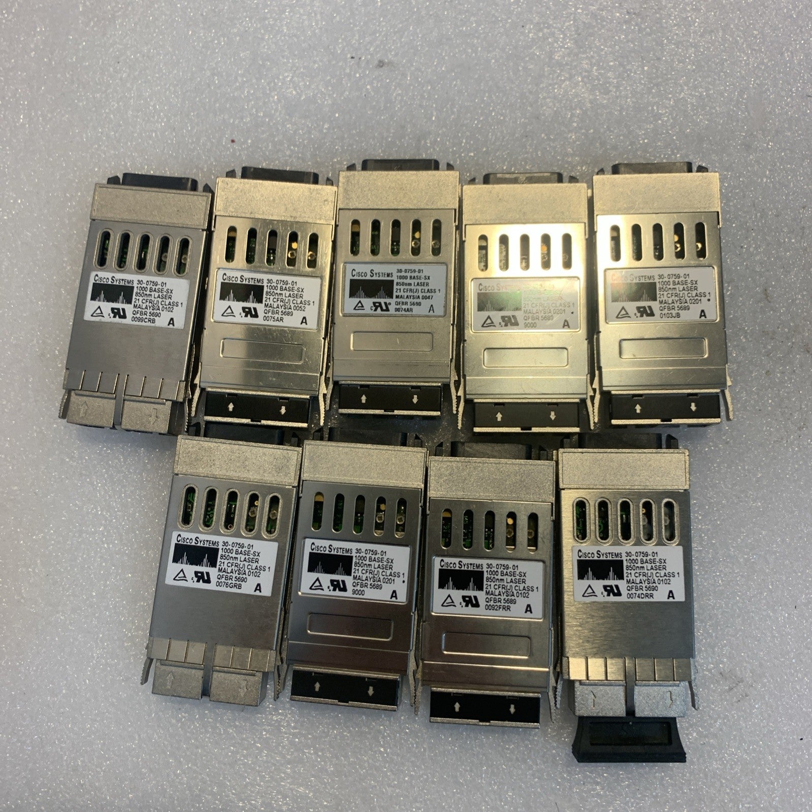 9x. Cisco WS-G5484 1000Base-SX GBIC Gigabit Transceiver Module GLC-SX 30-0759-01