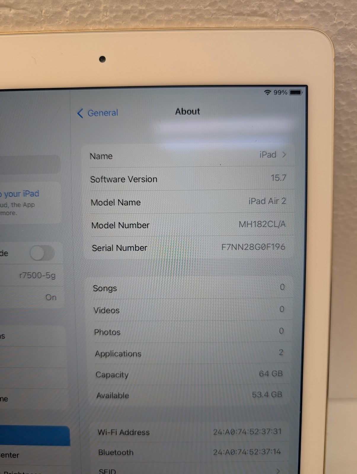 Apple iPad Air 2 A1566 64GB Wi-Fi Gold 9.7-inch Tablet - Used -