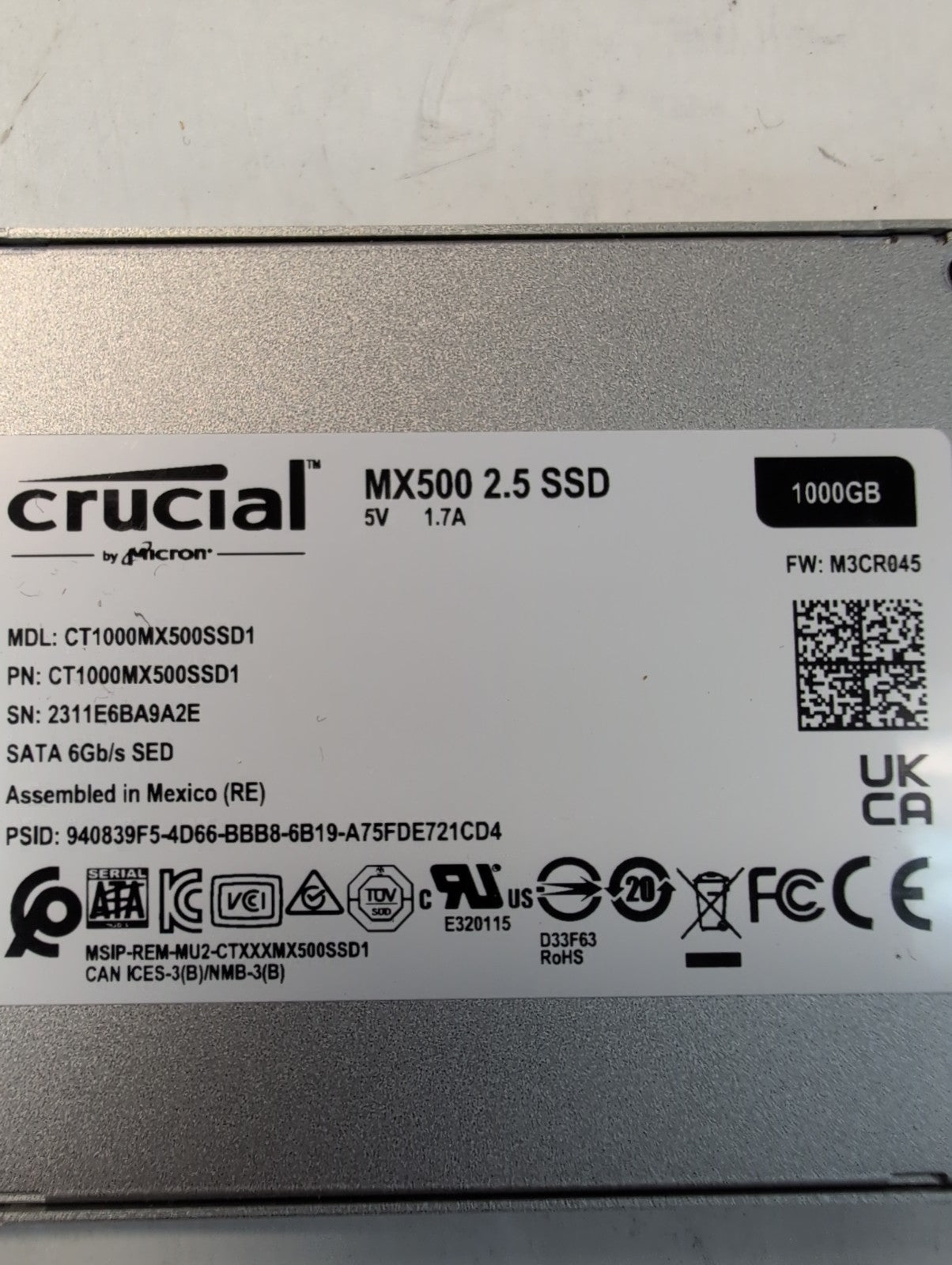 🔥 Crucial MX500 1TB 2.5" SATA 6Gb/s SED SSD CT1000MX500SSD1 - Tested, Great -