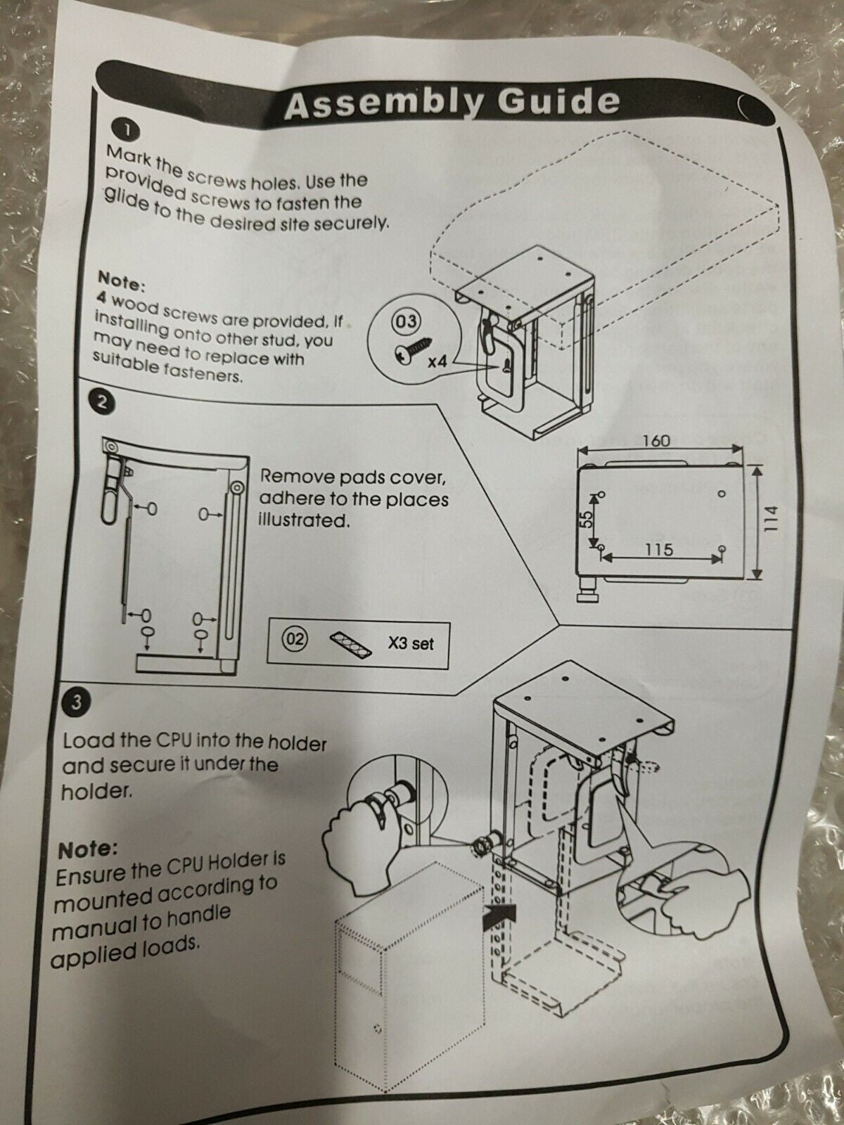 - OPEN BOX CS-50 CPU HOLDER (WIDTH 50mm~100mm,HEIGHT 200mm~358mm)