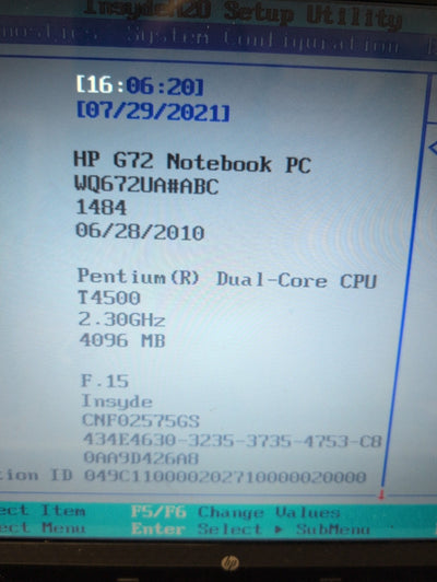 🔥 HP G72 17" Notebook  Pentium T4500 2.30GHz/4GB RAM/500GB HDD (NO OS,  READ) -