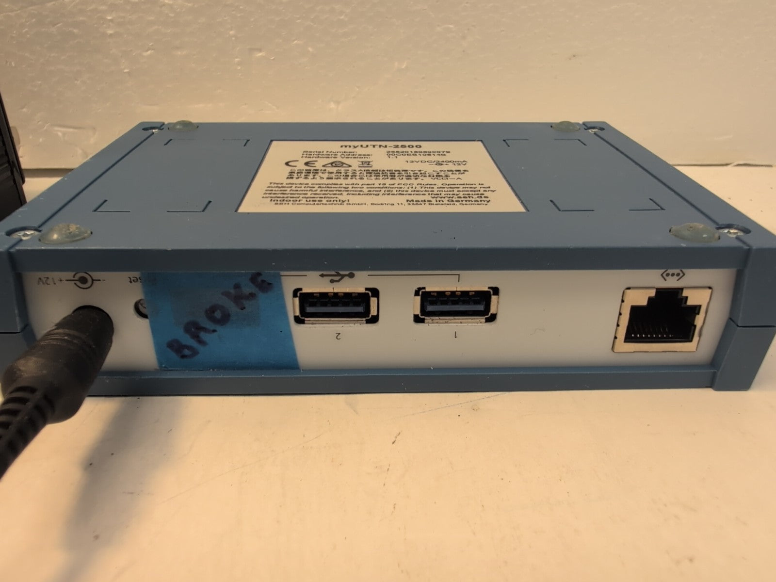 🔥 SEH myUTN-2500 Device sharing Server Gigabit USB / RJ-45 + Ac adapter (READ)-