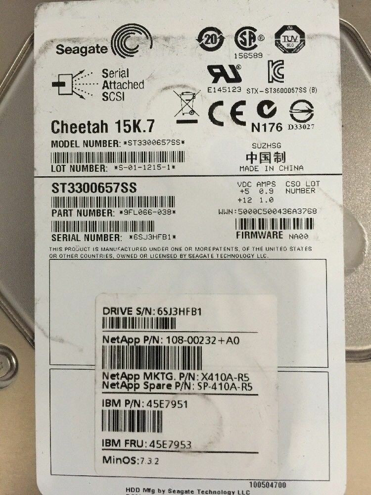 + LOT OF 5 ST3300657SS 300G 15K SAS HDD IBM 45E7953 W/ TRAY 0942842 - 11
