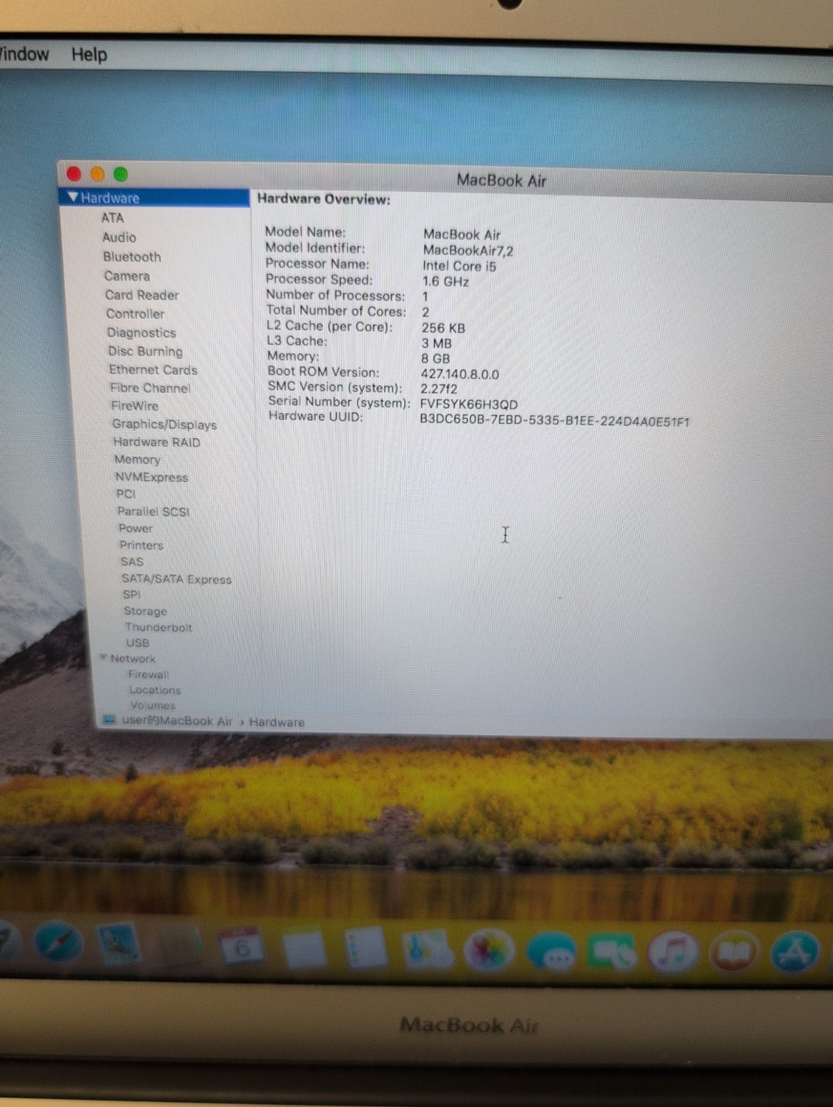  Apple MacBook Air 2015 A1466 13.3"/i5-1.6GHz/8GB/128G SSD/10. 13(NO AC, READ) -