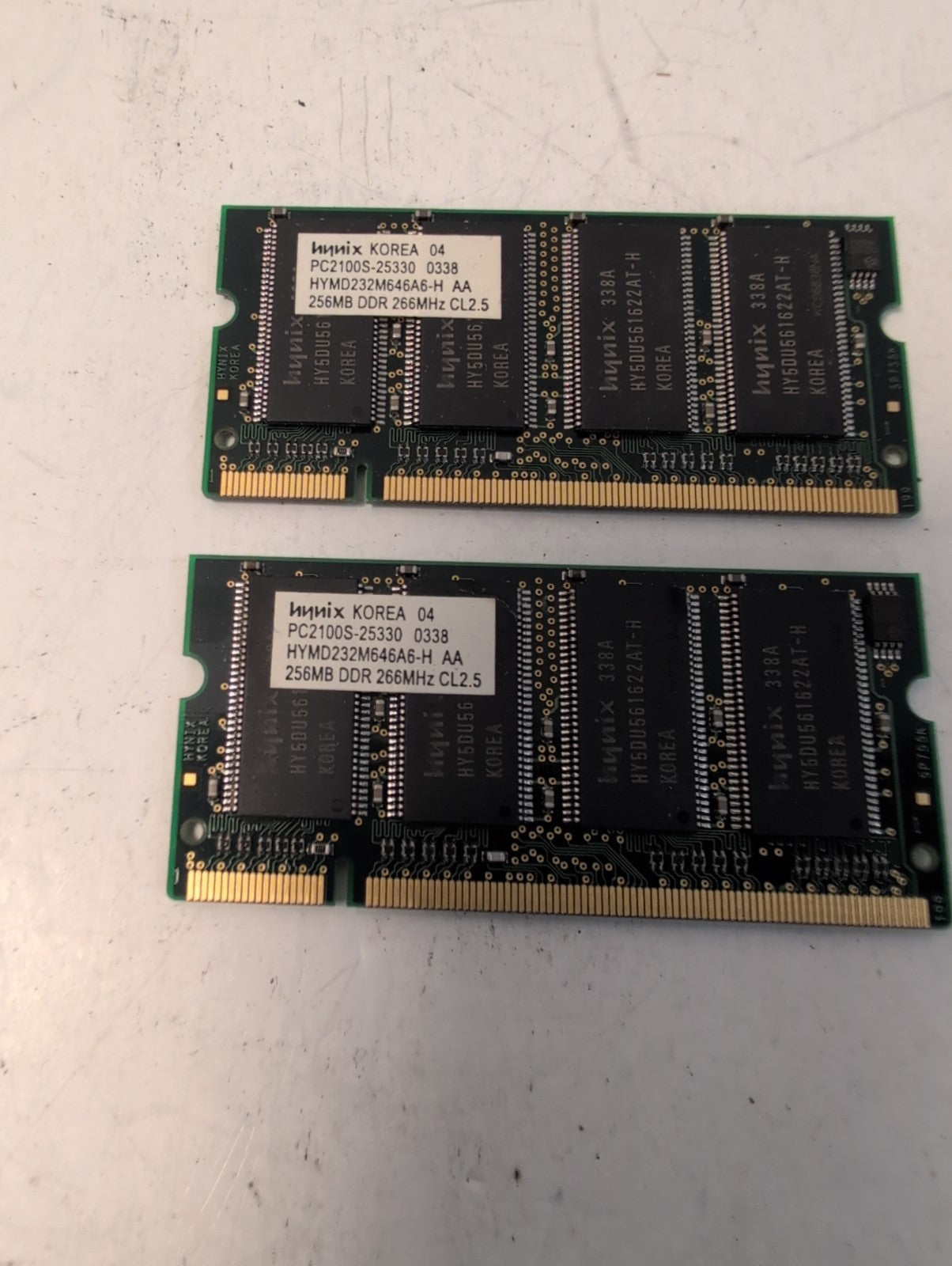 🔥2x 256MB Hynix Laptop Memory SODIMM DDR 266Mhz HYMD232M646A6-H PC2100S -