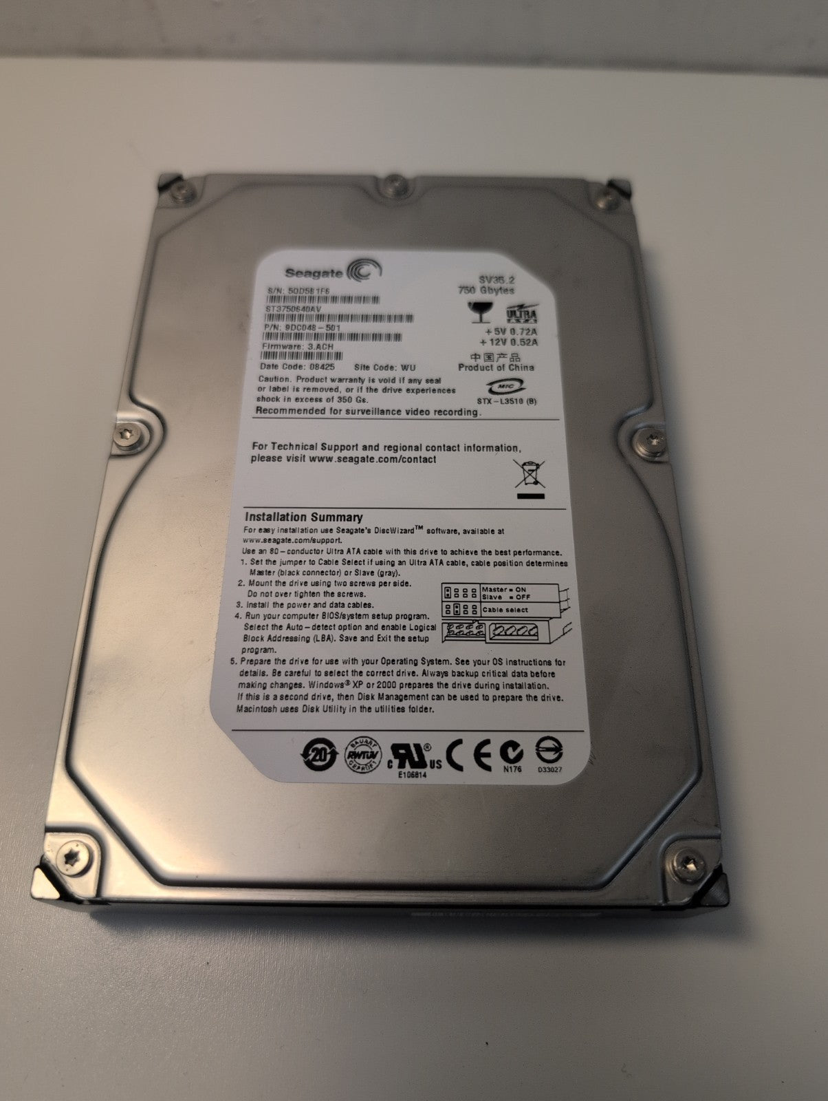 🔥 Seagate ST3750640AV SV35.2 750GB Internal IDE PATA 3.5" Hard Drive Tested -