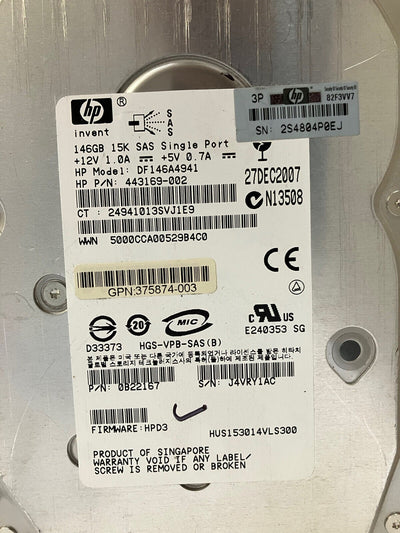 ~ Lot Of 11x HP DF146A4941 146GB 15K SAS 8.9cm 443169-002 HDD