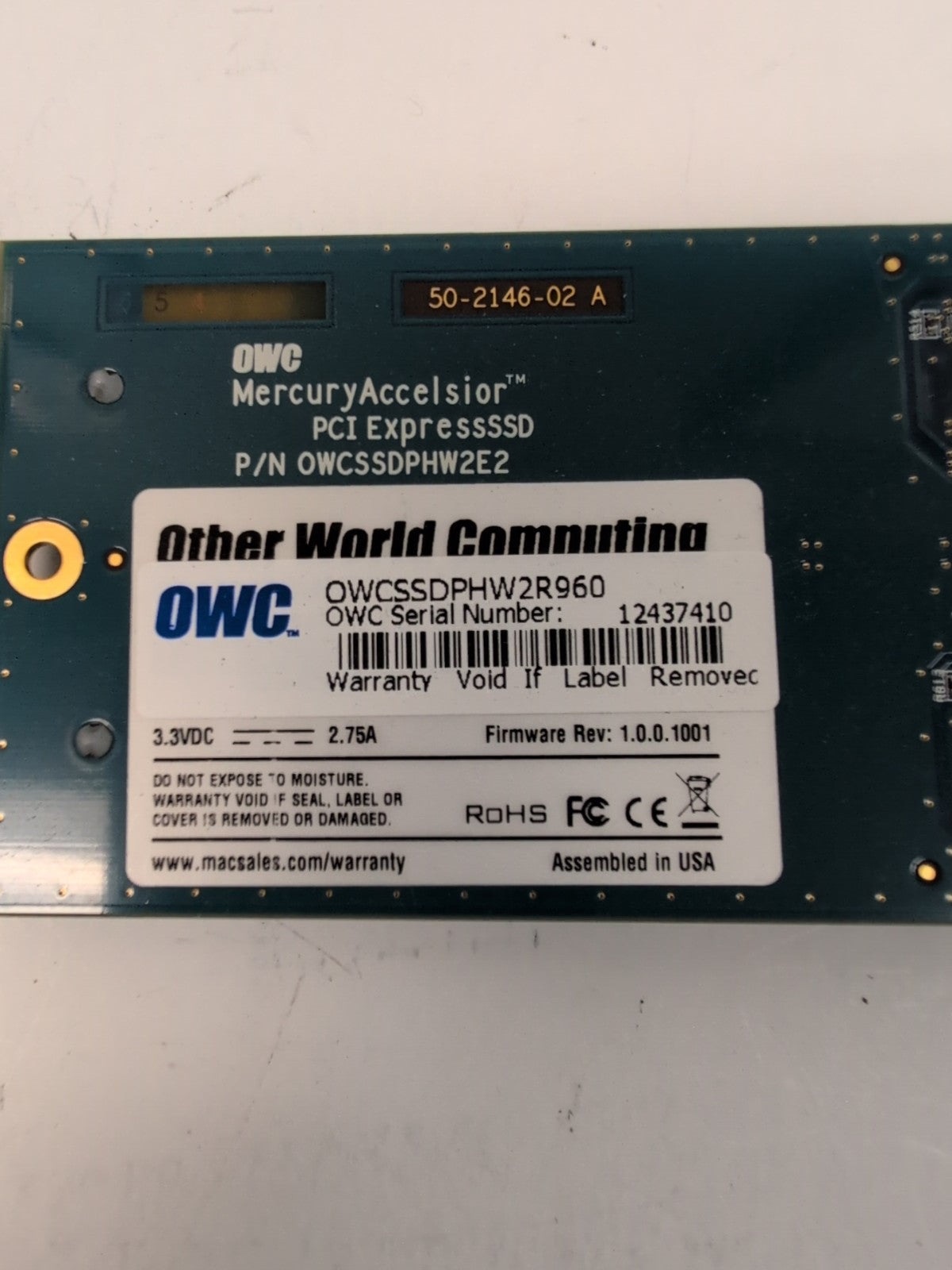 OWCSSDPHW2R960 OWC Mercury Accelsior PCI-E Card With 2x 480GB SSD Tested -